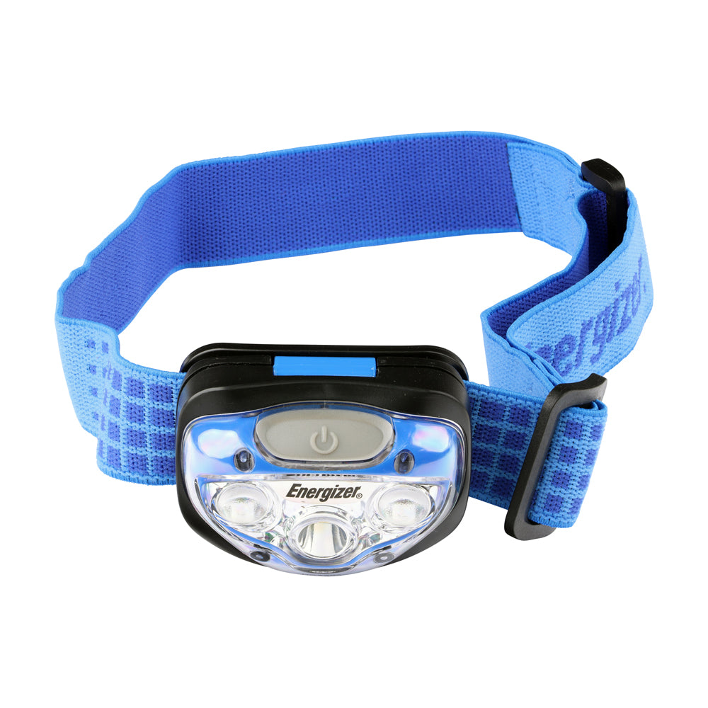 This is an image showing TIMCO Energizer® LED Vision Headlamp - 200 Lumen - Blue / 200 Lumen - 1 Each Backing Card available from T.H Wiggans Ironmongery in Kendal, quick delivery at discounted prices.