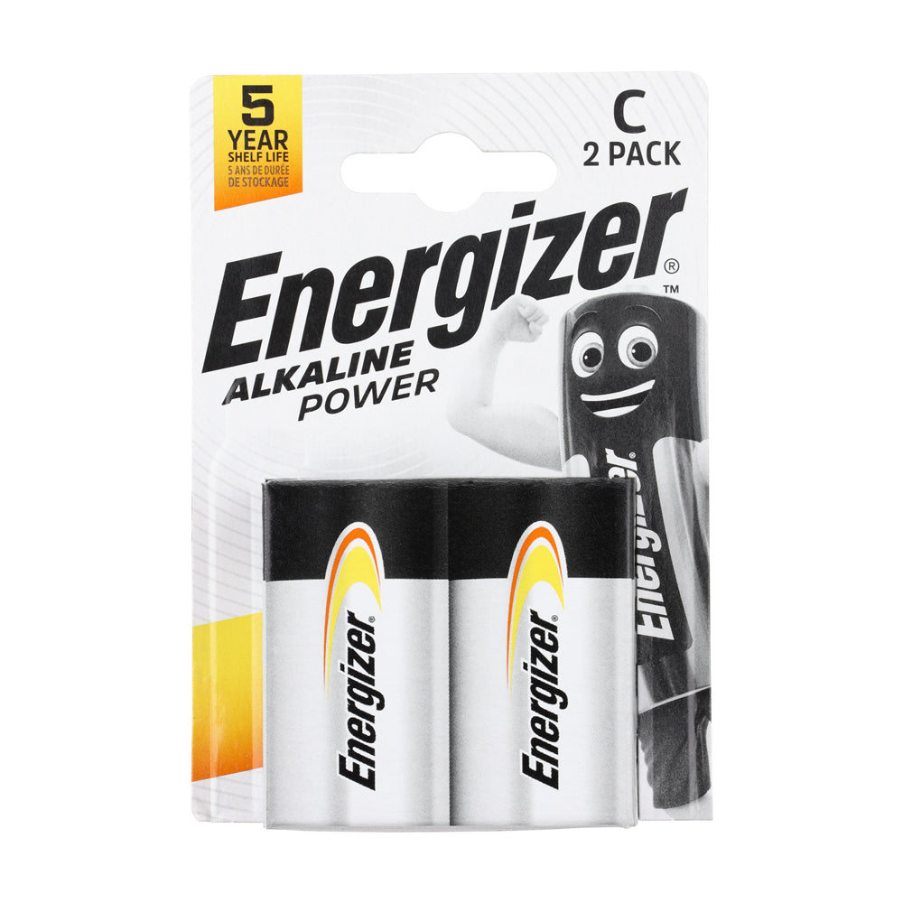 This is an image showing TIMCO Energizer Alkaline Power Battery - C E93 - 2 Pieces Pack available from T.H Wiggans Ironmongery in Kendal, quick delivery at discounted prices.