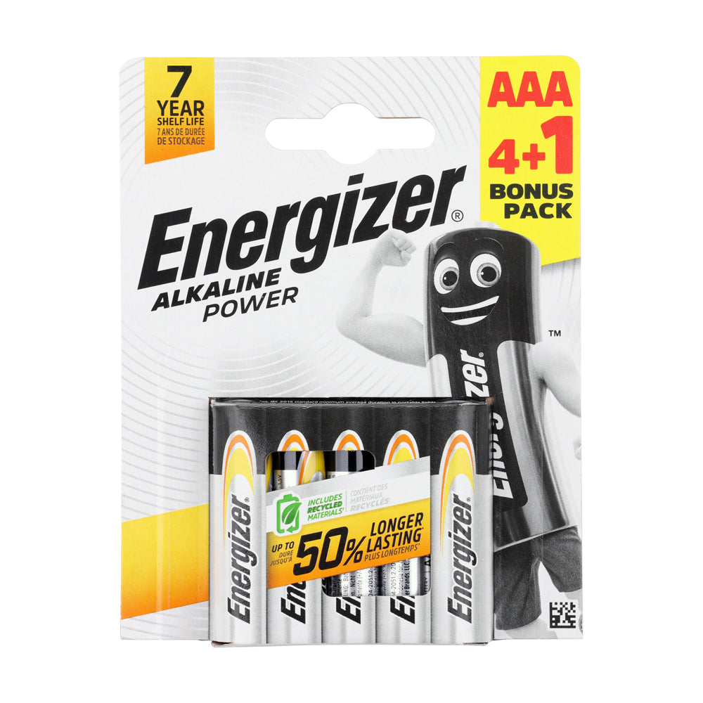 This is an image showing TIMCO Energizer Alkaline Power Battery - AAA - 5 Pieces Pack available from T.H Wiggans Ironmongery in Kendal, quick delivery at discounted prices.