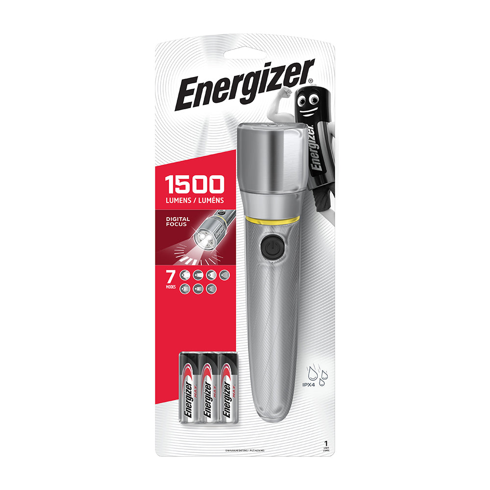 This is an image showing TIMCO Energizer® LED Vision HD Metal Handheld Torch - 1500 Lumen - 1500 Lumen - 1 Each Backing Card available from T.H Wiggans Ironmongery in Kendal, quick delivery at discounted prices.