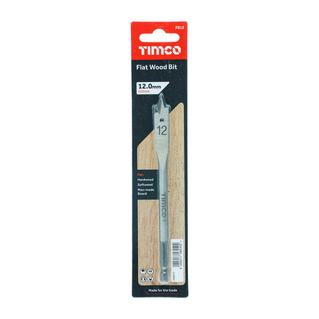 This is an image showing TIMCO Flat Wood Bit - 12.0 x 152 - 1 Each Blister Pack available from T.H Wiggans Ironmongery in Kendal, quick delivery at discounted prices.