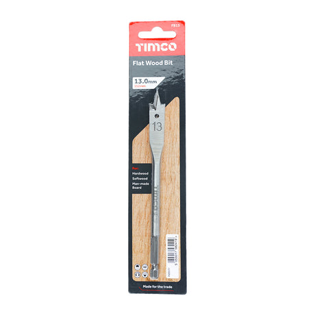 This is an image showing TIMCO Flat Wood Bit - 13.0 x 152 - 1 Each Blister Pack available from T.H Wiggans Ironmongery in Kendal, quick delivery at discounted prices.