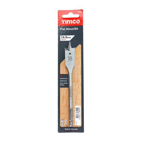 This is an image showing TIMCO Flat Wood Bit - 18.0 x 152 - 1 Each Blister Pack available from T.H Wiggans Ironmongery in Kendal, quick delivery at discounted prices.
