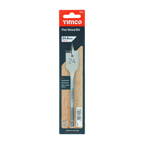 This is an image showing TIMCO Flat Wood Bit - 24.0 x 152 - 1 Each Blister Pack available from T.H Wiggans Ironmongery in Kendal, quick delivery at discounted prices.