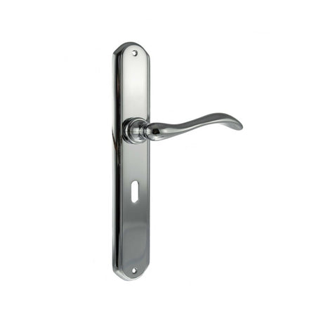 This is an image of Forme Valence Solid Brass Key Lever on Backplate - Polished Chrome available to order from T.H Wiggans Architectural Ironmongery in Kendal, quick delivery and discounted prices.