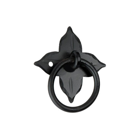 This is an image of Spira Brass - Floret Ring Drop Pull Matt Black  available to order from T.H Wiggans Architectural Ironmongery in Kendal, quick delivery and discounted prices.