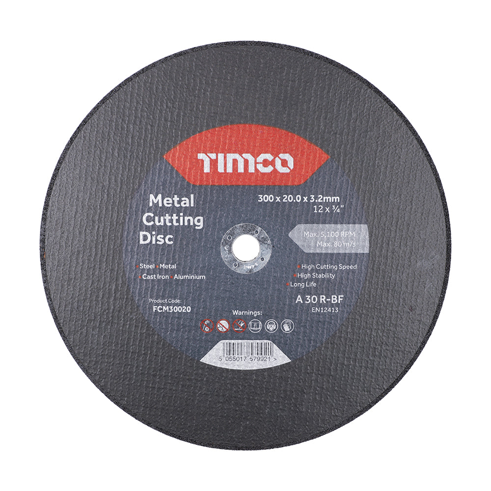 This is an image showing TIMCO Bonded Abrasive Disc - For Cutting - 300 x 20.0 x 3.2 - 25 Pieces Box available from T.H Wiggans Ironmongery in Kendal, quick delivery at discounted prices.
