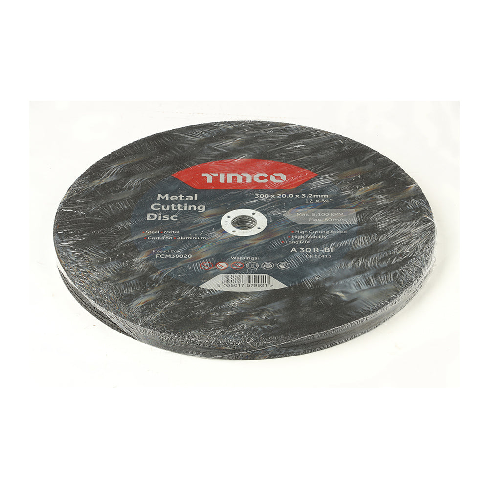 This is an image showing TIMCO Bonded Abrasive Disc - For Cutting - 300 x 20.0 x 3.2 - 25 Pieces Box available from T.H Wiggans Ironmongery in Kendal, quick delivery at discounted prices.