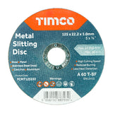 This is an image showing TIMCO Bonded Abrasive Disc - For Cutting - 125 x 22.2 x 1.0 - 25 Pieces Box available from T.H Wiggans Ironmongery in Kendal, quick delivery at discounted prices.