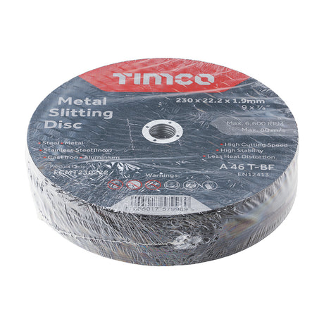 This is an image showing TIMCO Bonded Abrasive Disc - For Cutting - 230 x 22.2 x 1.9 - 25 Pieces Box available from T.H Wiggans Ironmongery in Kendal, quick delivery at discounted prices.