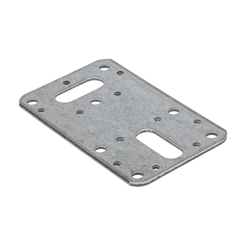 This is an image showing TIMCO Flat Connector Plates - Galvanised - 62 x 100 - 5 Pieces Bag available from T.H Wiggans Ironmongery in Kendal, quick delivery at discounted prices.