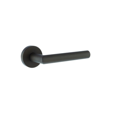 This is an image of Forme Elle Designer Lever on Minimal Round Rose - Urban Dark Bronze available to order from T.H Wiggans Architectural Ironmongery in Kendal, quick delivery and discounted prices.