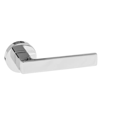 This is an image of Forme Asti Designer Lever on Minimal Round Rose - Polished Chrome available to order from T.H Wiggans Architectural Ironmongery in Kendal, quick delivery and discounted prices.