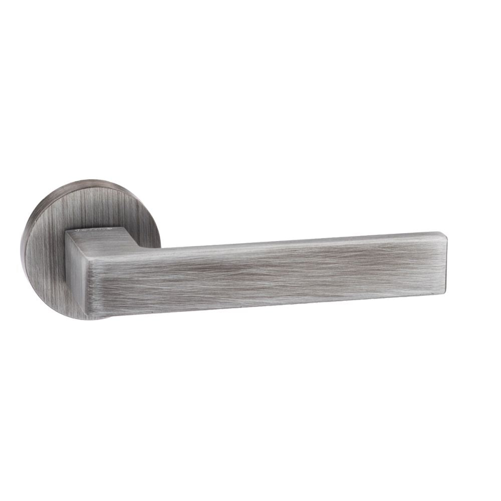 This is an image of Forme Asti Designer Lever on Minimal Round Rose - Urban Graphite available to order from T.H Wiggans Architectural Ironmongery in Kendal, quick delivery and discounted prices.