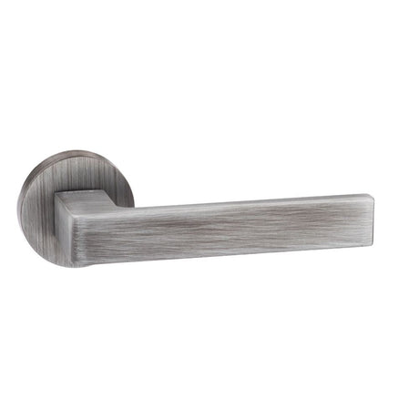 This is an image of Forme Asti Designer Lever on Minimal Round Rose - Urban Graphite available to order from T.H Wiggans Architectural Ironmongery in Kendal, quick delivery and discounted prices.