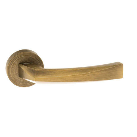 This is an image of Forme Crystal Designer Lever on Minimal Round Rose - Yester Bronze available to order from T.H Wiggans Architectural Ironmongery in Kendal, quick delivery and discounted prices.