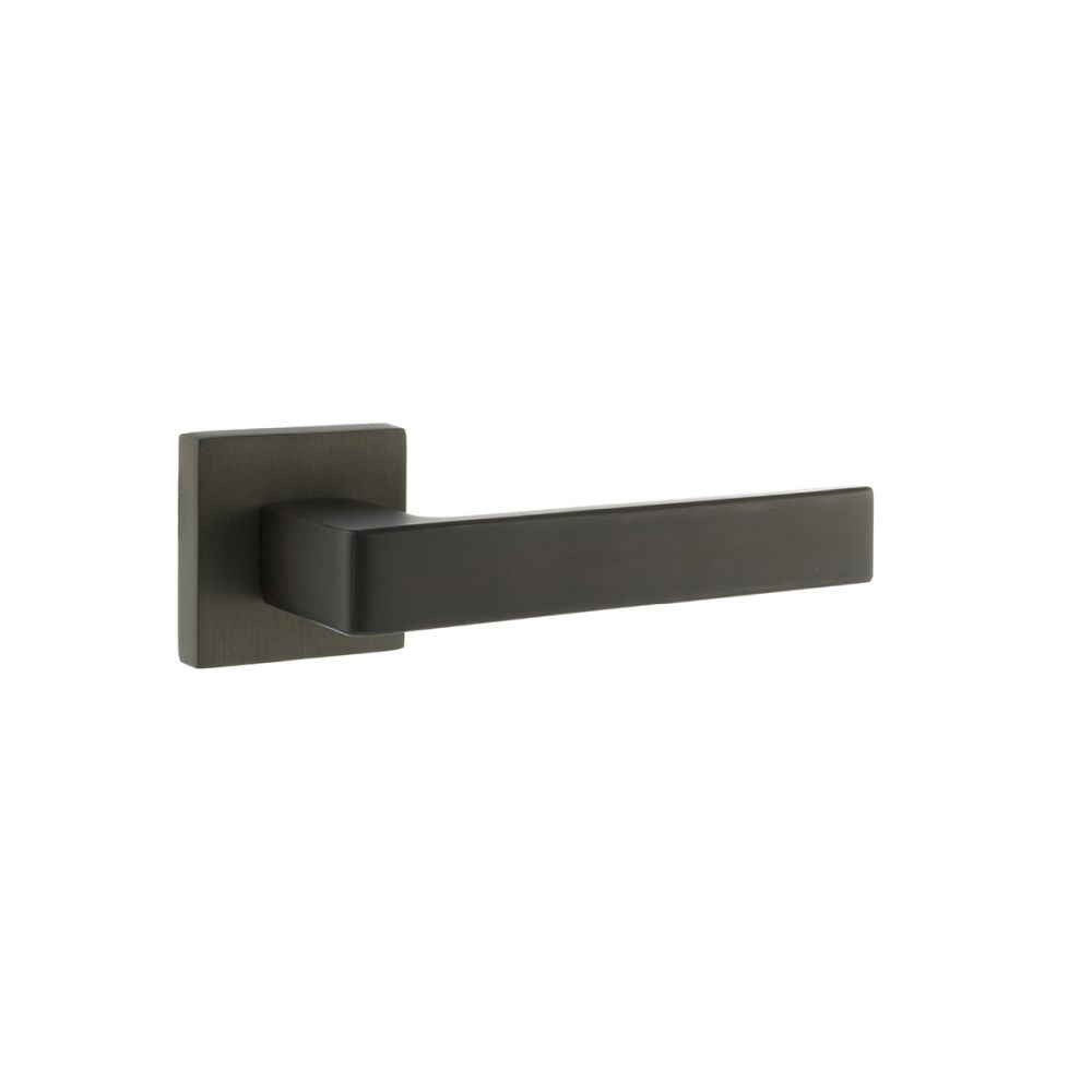 This is an image of Forme Asti Designer Lever on Minimal Square Rose - Urban Dark Bronze available to order from T.H Wiggans Architectural Ironmongery in Kendal, quick delivery and discounted prices.