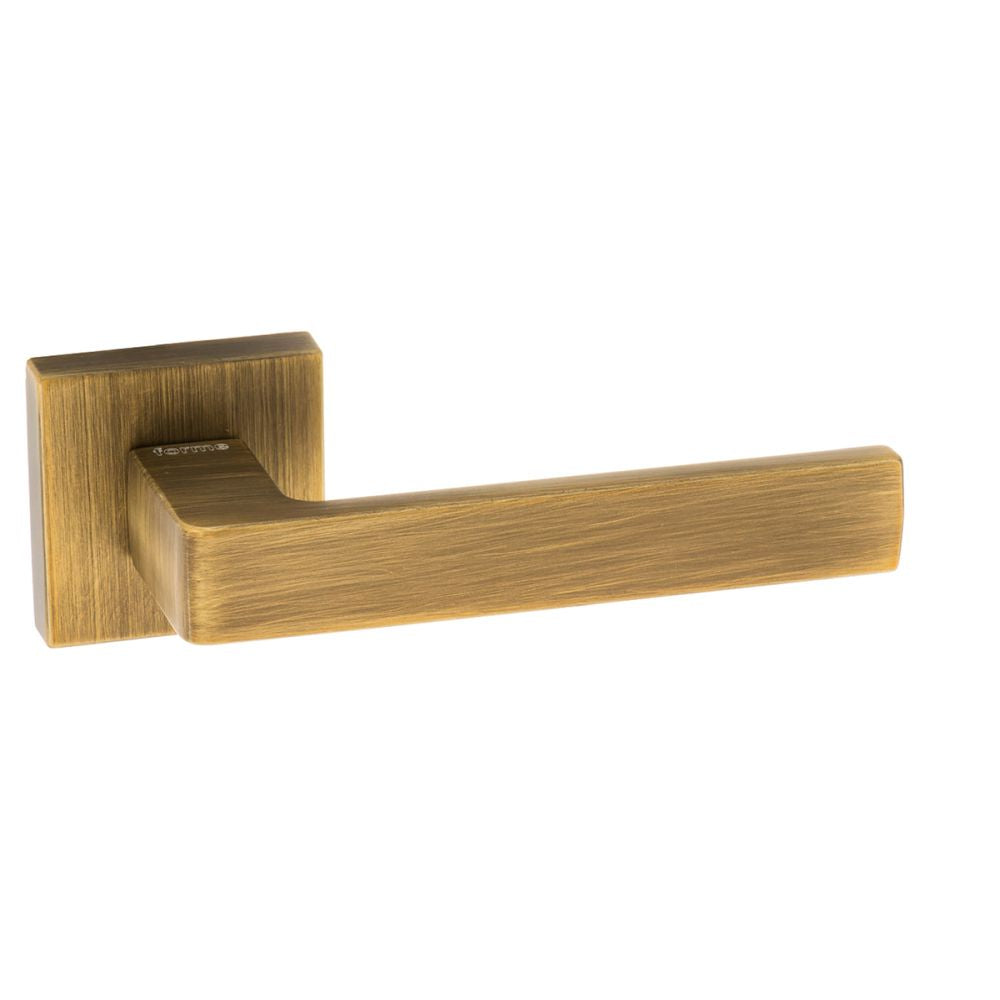 This is an image of Forme Asti Designer Lever on Minimal Square Rose - Yester Bronze available to order from T.H Wiggans Architectural Ironmongery in Kendal, quick delivery and discounted prices.