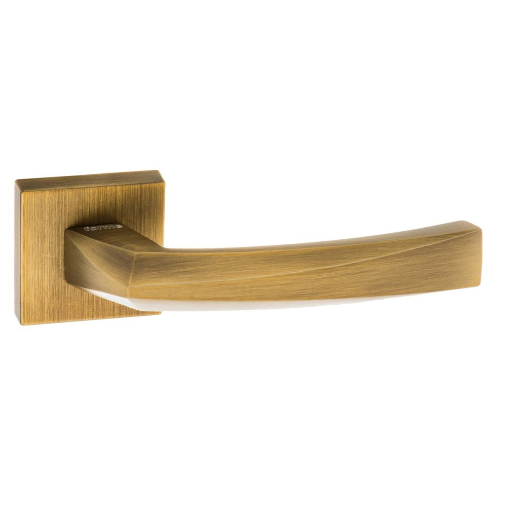 This is an image of Forme Crystal Designer Lever on Minimal Square Rose - Yester Bronze available to order from T.H Wiggans Architectural Ironmongery in Kendal, quick delivery and discounted prices.