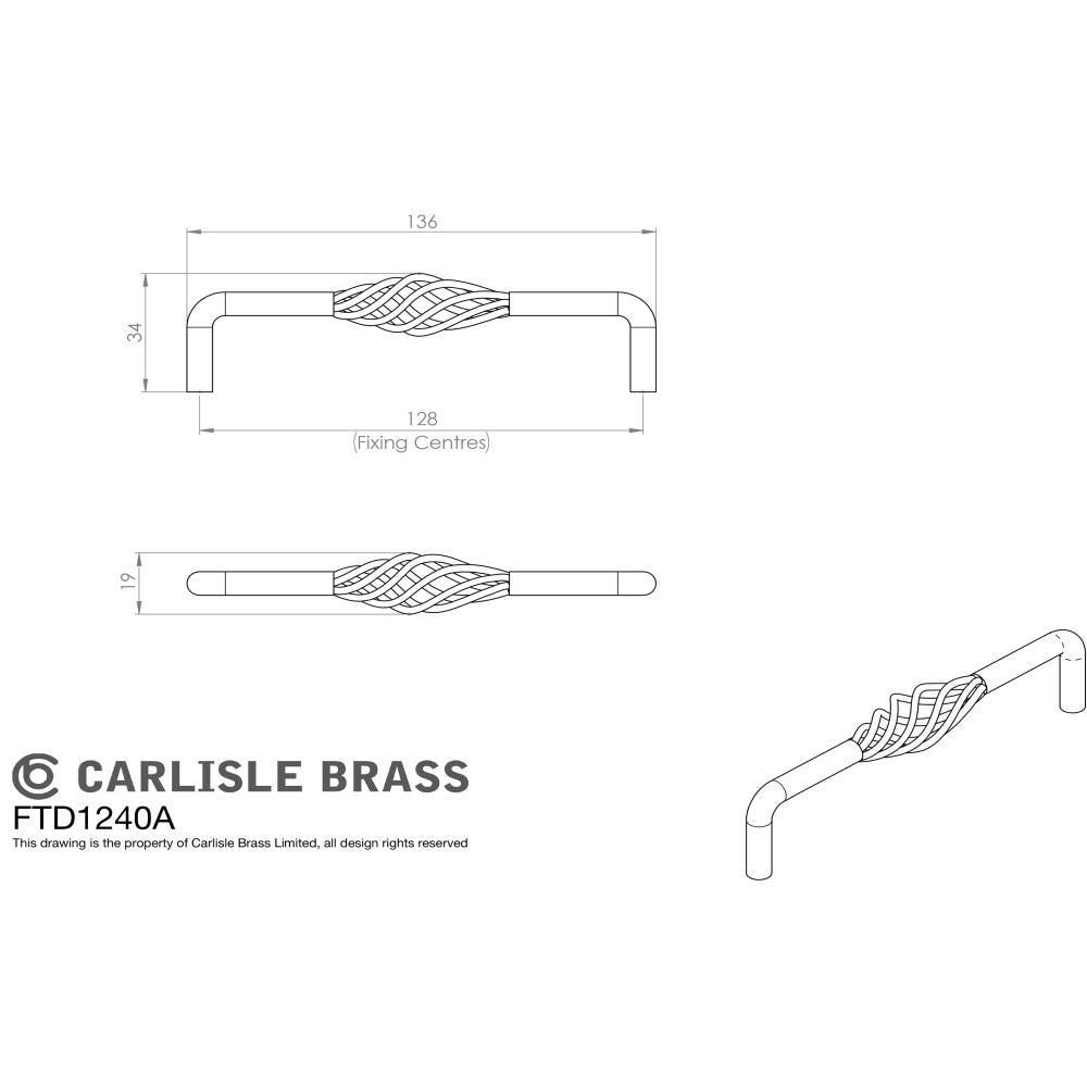 This image is a line drwaing of a FTD - Steel Cage Pull Handle - Antique Steel available to order from Trade Door Handles in Kendal