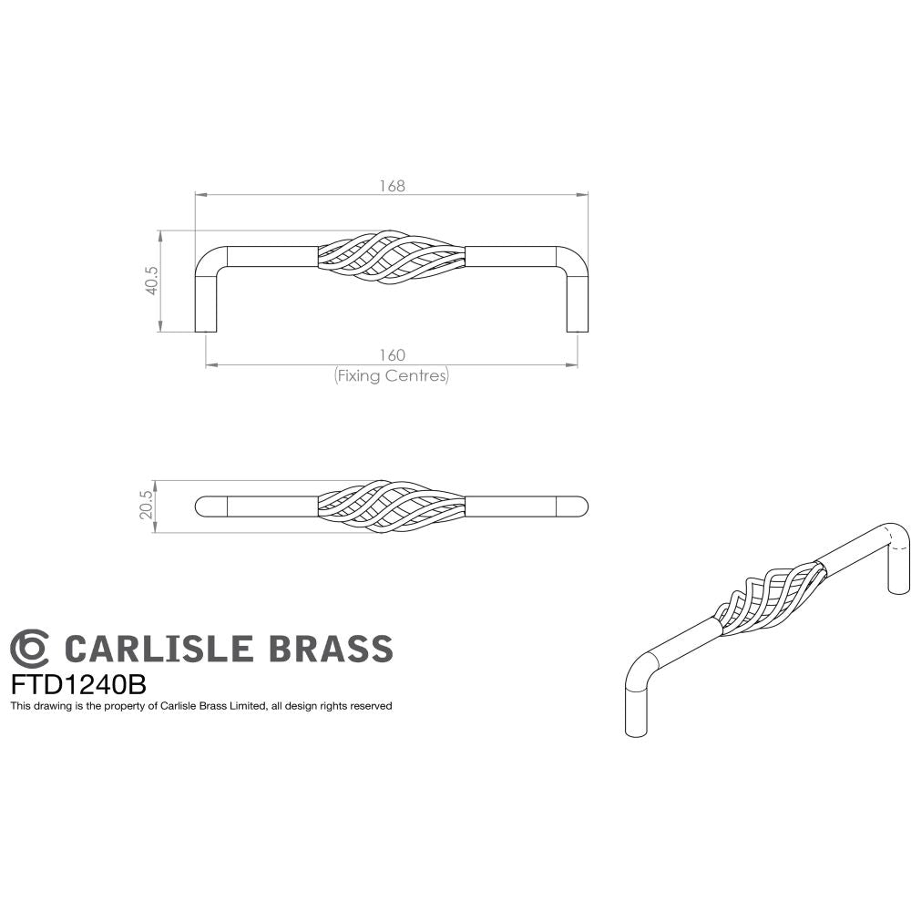 This image is a line drwaing of a FTD - Steel Cage Pull Handle - Antique Steel available to order from Trade Door Handles in Kendal