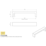 This image is a line drwaing of a FTD - Rectangular Section D-Handle 128mm - Stainless Steel available to order from Trade Door Handles in Kendal