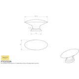 This image is a line drwaing of a FTD - Oval Knob - Satin Nickel available to order from Trade Door Handles in Kendal