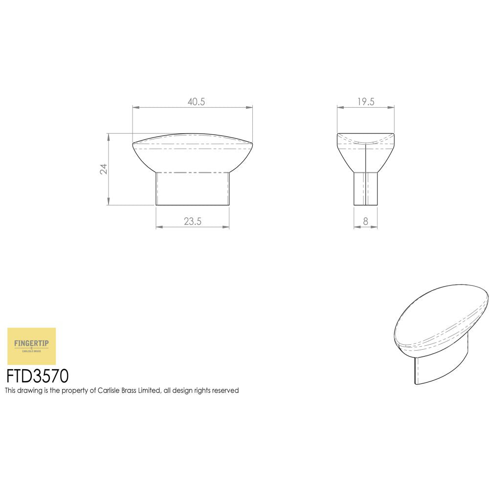 This image is a line drwaing of a FTD - Elias Knob - Satin Nickel available to order from Trade Door Handles in Kendal