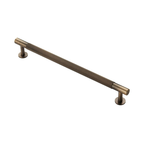 This is an image of a FTD - Knurled Pull Handle 224mm c/c - Antique Brass that is availble to order from T.H Wiggans Architectural Ironmongery in Kendal in Kendal.