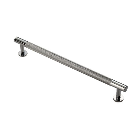 This is an image of a FTD - Knurled Pull Handle 224mm c/c - Polished Chrome that is availble to order from T.H Wiggans Architectural Ironmongery in Kendal in Kendal.