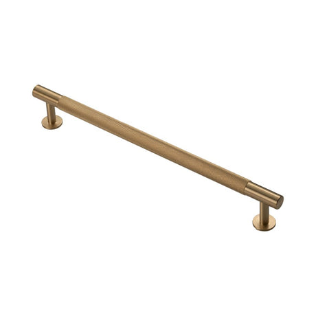 This is an image of a FTD - Knurled Pull Handle 224mm c/c - Satin Brass that is availble to order from T.H Wiggans Architectural Ironmongery in Kendal in Kendal.