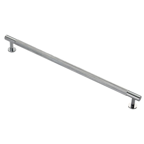 This is an image of a FTD - Knurled Pull Handle 320mm c/c - Polished Chrome that is availble to order from T.H Wiggans Architectural Ironmongery in Kendal in Kendal.