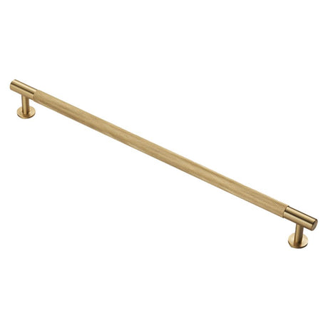 This is an image of a FTD - Knurled Pull Handle 320mm c/c - Satin Brass that is availble to order from T.H Wiggans Architectural Ironmongery in Kendal in Kendal.
