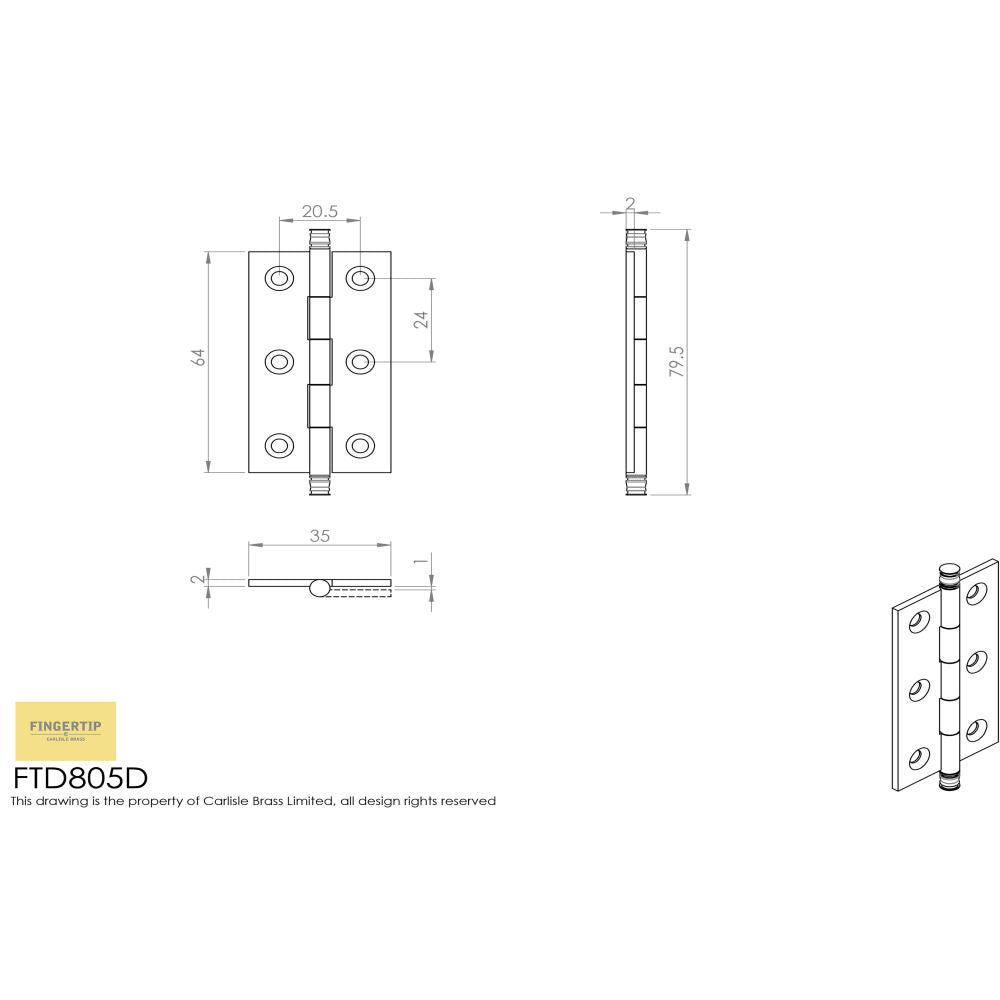 This image is a line drwaing of a FTD - Finial Cabinet Hinge 64 x 35mm - Satin Chrome available to order from T.H Wiggans Architectural Ironmongery in Kendal
