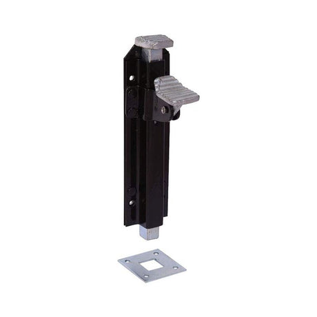 This is an image of Spira Brass - Iron Foot Bolt Black available to order from T.H Wiggans Architectural Ironmongery in Kendal, quick delivery and discounted prices.