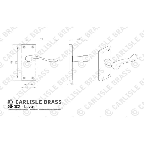 This image is a line drwaing of a Carlisle Brass - Contract Victorian Scroll Latch Pack - Satin Nickel available to order from Trade Door Handles in Kendal