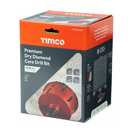 This is an image showing TIMCO Premium Dry Diamond Core Drill Bit - 152 x 150mm - 1 Each Box available from T.H Wiggans Ironmongery in Kendal, quick delivery at discounted prices.