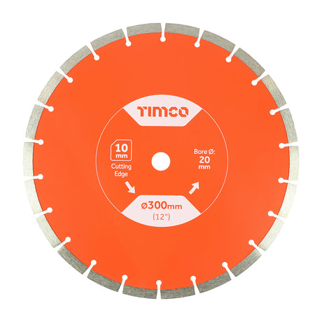 This is an image showing TIMCO General Purpose Diamond Blade - Segmented  - 300 x 20.0 - 1 Each Box available from T.H Wiggans Ironmongery in Kendal, quick delivery at discounted prices.