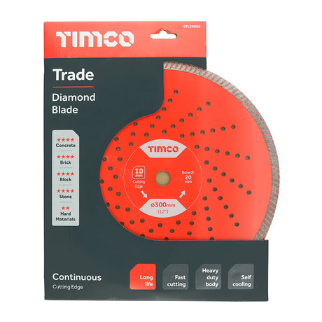 This is an image showing TIMCO Trade Diamond Blade  - Continuous - 300 x 20.0 - 1 Each Box available from T.H Wiggans Ironmongery in Kendal, quick delivery at discounted prices.
