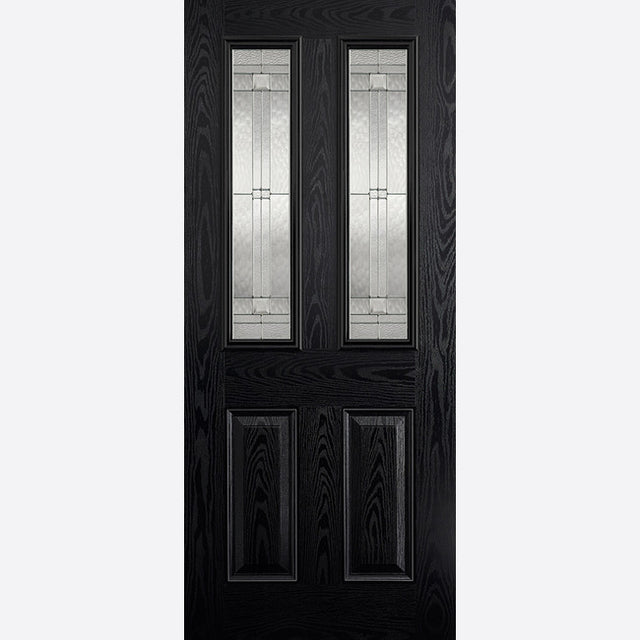 This is an image showing LPD - Malton 2L Glazed External Pre-Finished Black Front Face With White Inside Face and Edges Doors 813 x 2032 available from T.H Wiggans Ironmongery in Kendal, quick delivery at discounted prices.