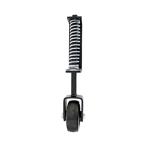 This is an image showing TIMCO Spring Loaded Field Gate Wheel - Heavy Duty - Black - 370mm - 1 Each Plain Bag available from T.H Wiggans Ironmongery in Kendal, quick delivery at discounted prices.