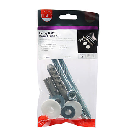 This is an image showing TIMCO Basin Fixing Kit - Heavy Duty - Heavy Duty Kit - 2 Pieces TIMpac available from T.H Wiggans Ironmongery in Kendal, quick delivery at discounted prices.