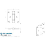 This image is a line drwaing of a Eurospec - Enduro Grade 11 Ball Bearing Hinge Radius 76 x 66mm - SSS available to order from T.H Wiggans Architectural Ironmongery in Kendal