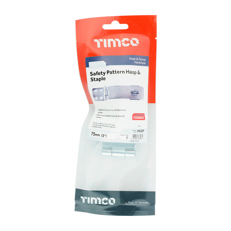 This is an image showing TIMCO Safety Pattern Hasp & Staple - Zinc - 3" - 1 Each TIMpac available from T.H Wiggans Ironmongery in Kendal, quick delivery at discounted prices.