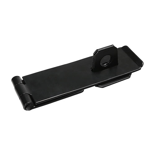 This is an image showing TIMCO Safety Pattern Hasp & Staple - Black - 4 1/2" - 1 Each Plain Bag available from T.H Wiggans Ironmongery in Kendal, quick delivery at discounted prices.