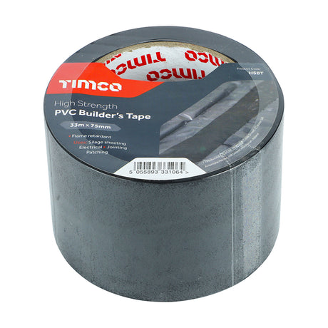 This is an image showing TIMCO High Strength PVC Builder's Tape - 33m x 75mm - 1 Each Roll available from T.H Wiggans Ironmongery in Kendal, quick delivery at discounted prices.