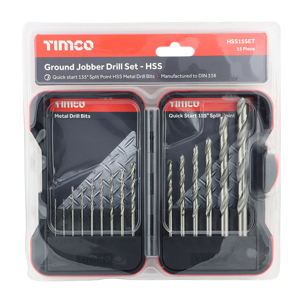 This is an image showing TIMCO Ground Jobber Drills Set - HSS - 15pcs - 15 Pieces Case available from T.H Wiggans Ironmongery in Kendal, quick delivery at discounted prices.