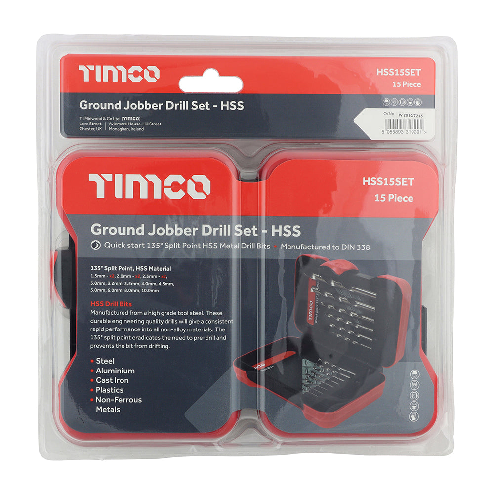 This is an image showing TIMCO Ground Jobber Drills Set - HSS - 15pcs - 15 Pieces Case available from T.H Wiggans Ironmongery in Kendal, quick delivery at discounted prices.