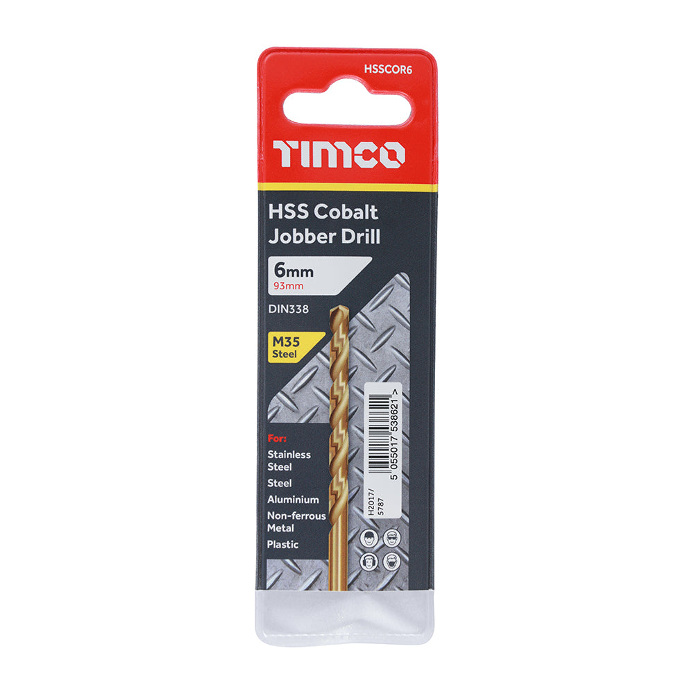 This is an image showing TIMCO Ground Jobber Drills - Cobalt M35 - 6.0mm - 1 Each Wallet available from T.H Wiggans Ironmongery in Kendal, quick delivery at discounted prices.