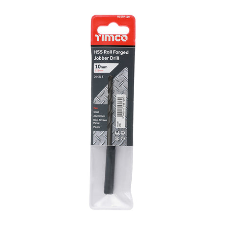 This is an image showing TIMCO Roll Forged Jobber Drills - HSS - 10.0mm - 5 Pieces Tube available from T.H Wiggans Ironmongery in Kendal, quick delivery at discounted prices.